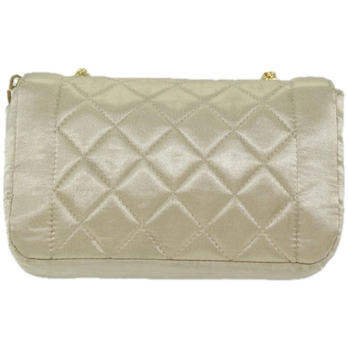 Chanel Mini Matrasse Chain Shoulder Bag Beige Silk Shoulder Bag (Pre-Owned)