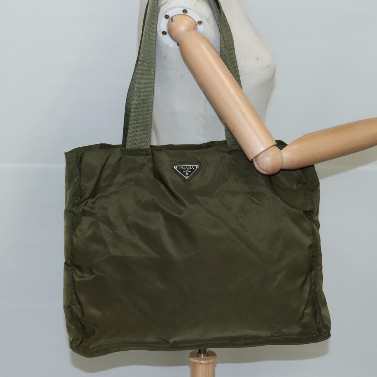Prada Re-Nylon Khaki Synthetic Tote Bag (Pre-Owned)
