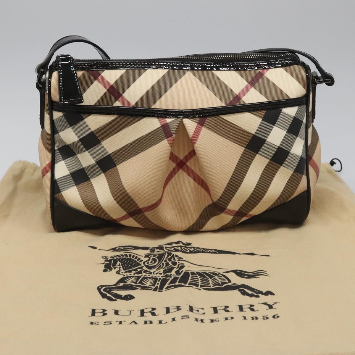 Burberry Nova Check Beige Canvas Shoulder Bag (Pre-Owned)
