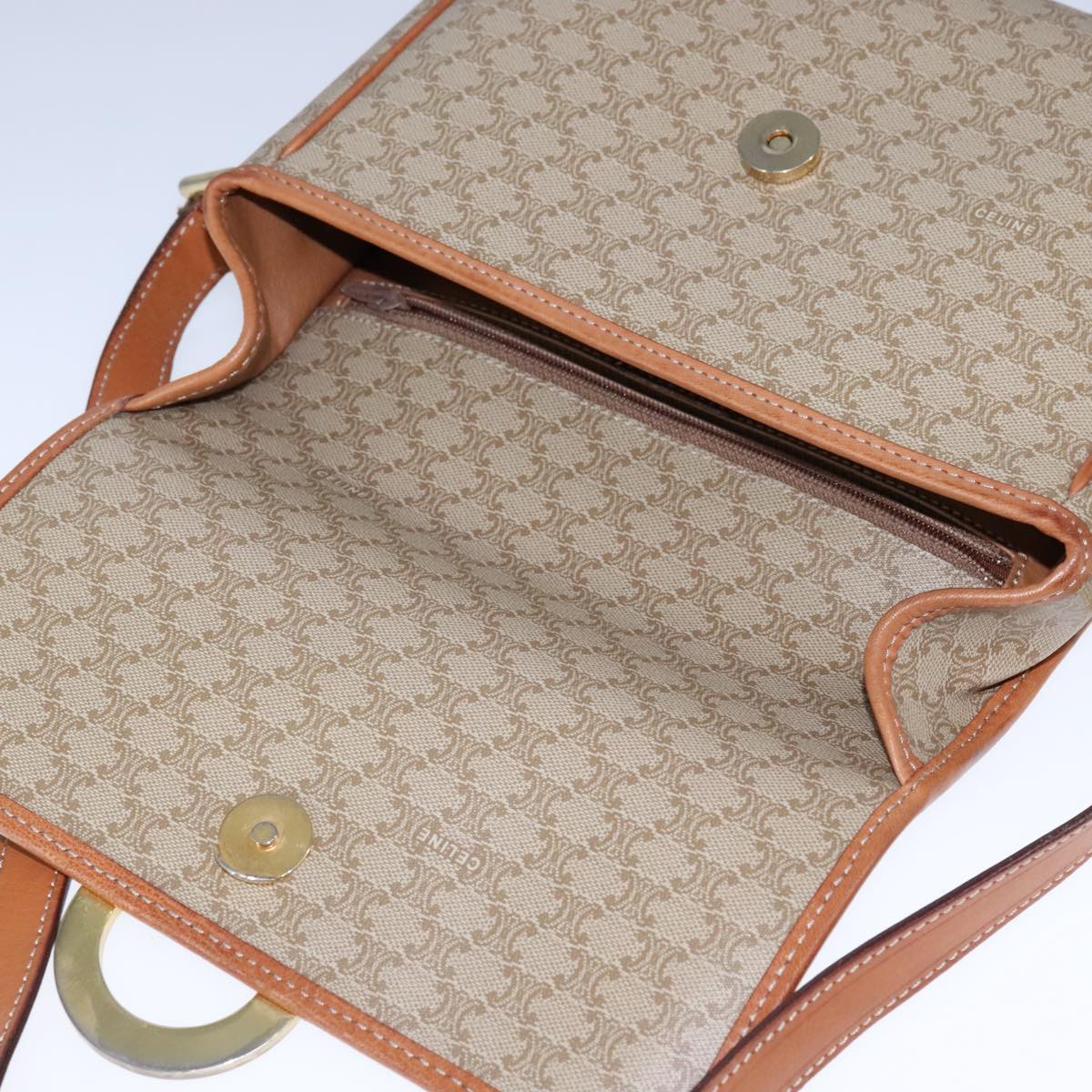 Céline Macadam Beige Canvas Shoulder Bag (Pre-Owned)