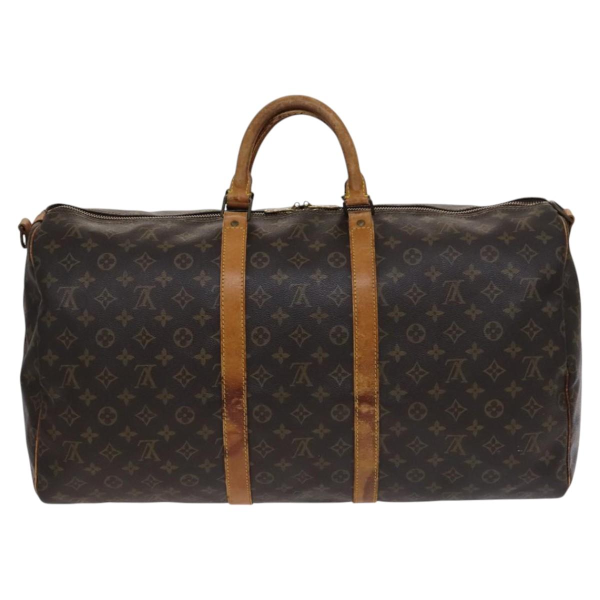 Louis Vuitton Keepall Bandouliere 55 Brown Canvas Travel Bag (Pre-Owned)