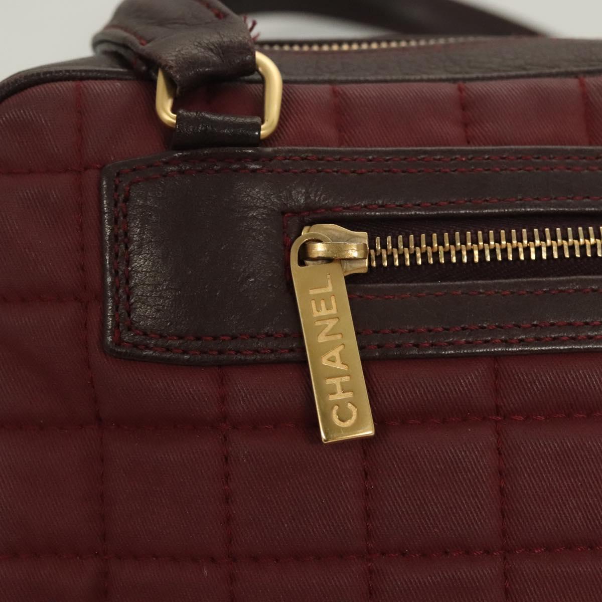 Chanel Chocolate Bar Burgundy Canvas Handbag (Pre-Owned)