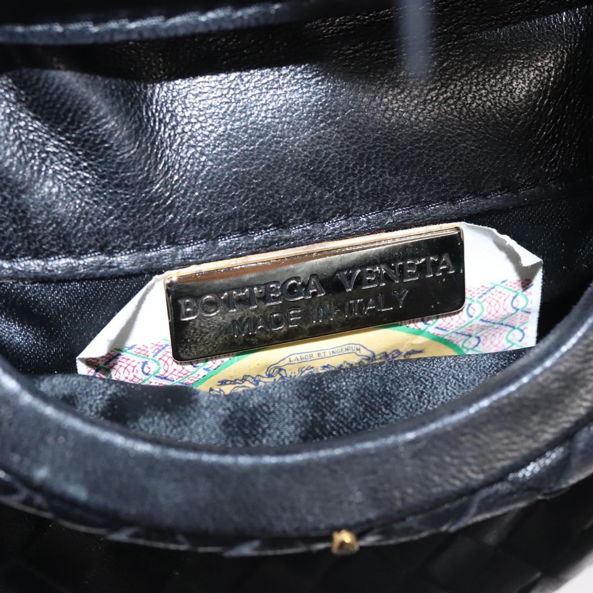 Bottega Veneta Intrecciato Black Leather Clutch Bag (Pre-Owned)