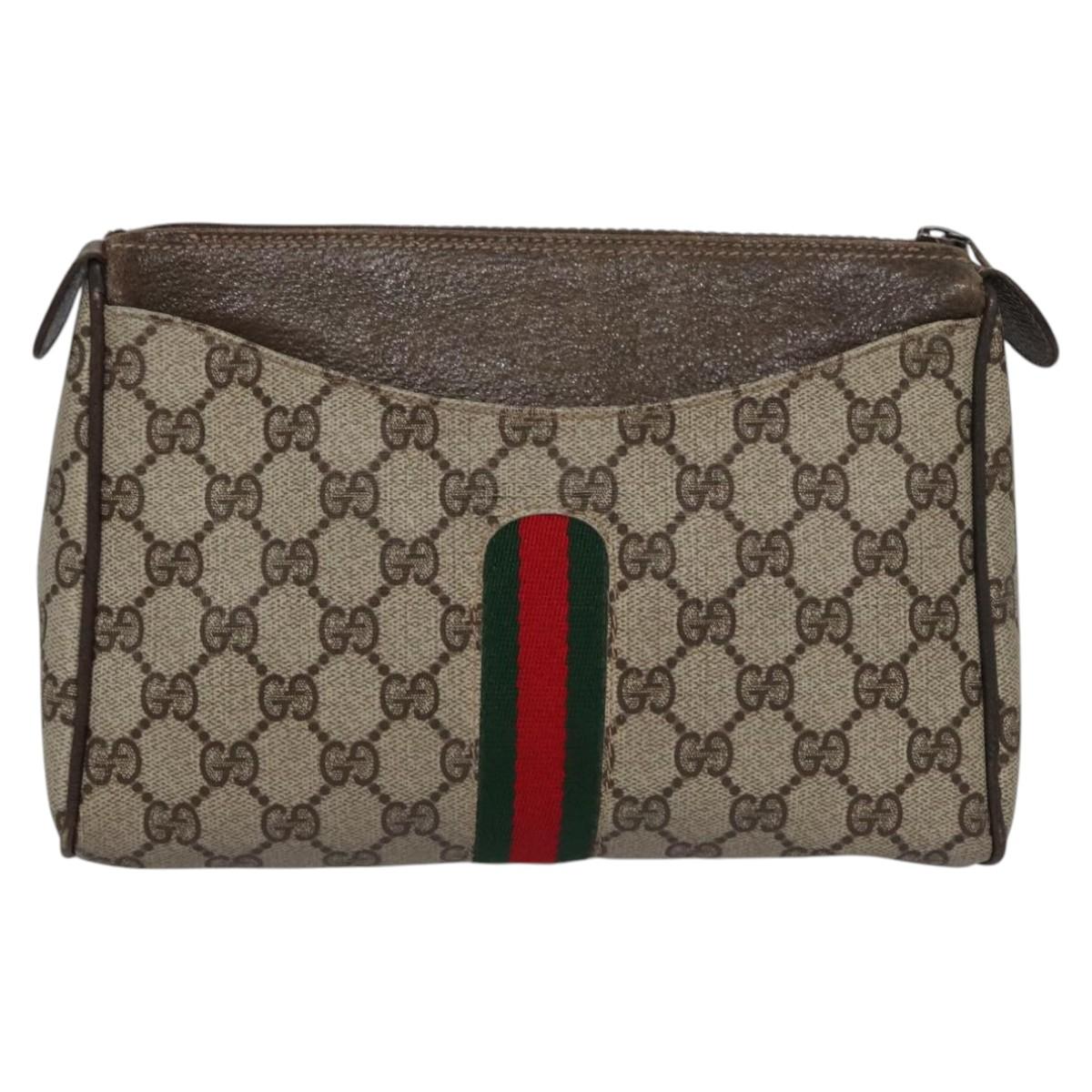 Gucci Ophidia Beige Canvas Clutch Bag (Pre-Owned)