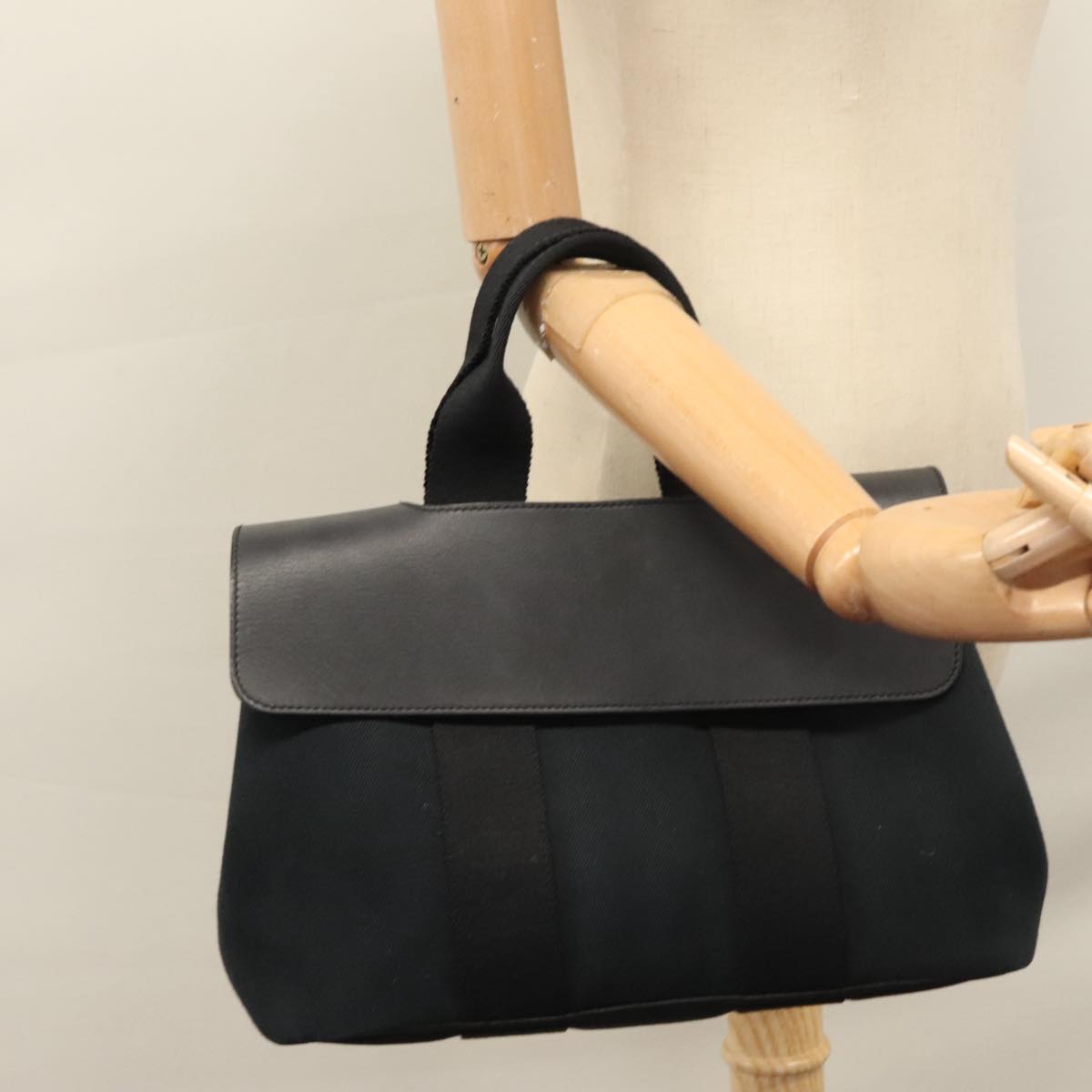 Hermès Valparaiso Black Canvas Handbag (Pre-Owned)