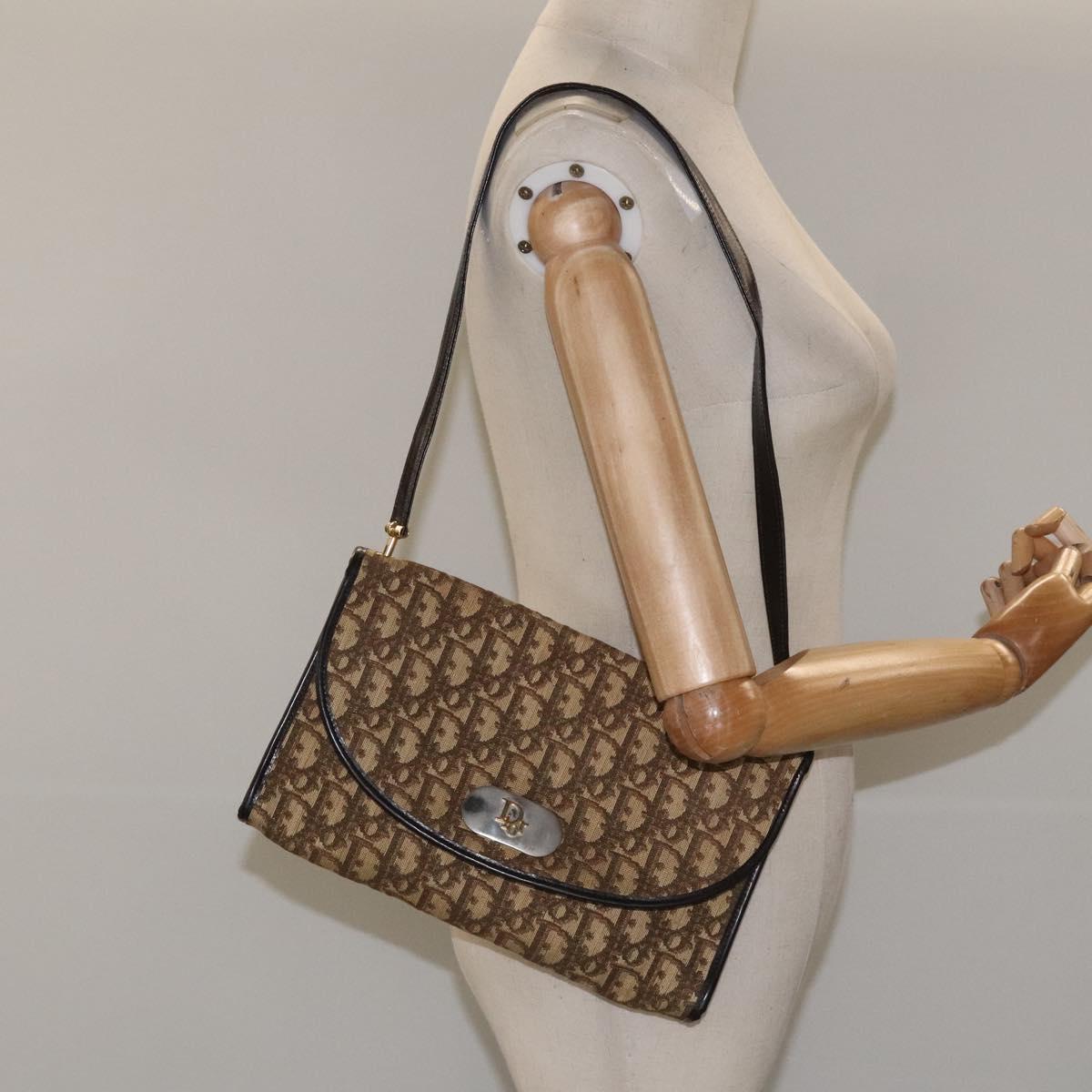 Dior Trotter Brown Canvas Shoulder Bag (Pre-Owned)