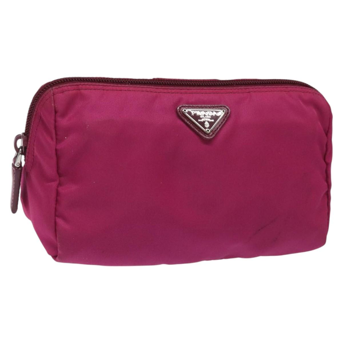 Prada Cosmetic Pouch Pink Synthetic Clutch Bag (Pre-Owned)