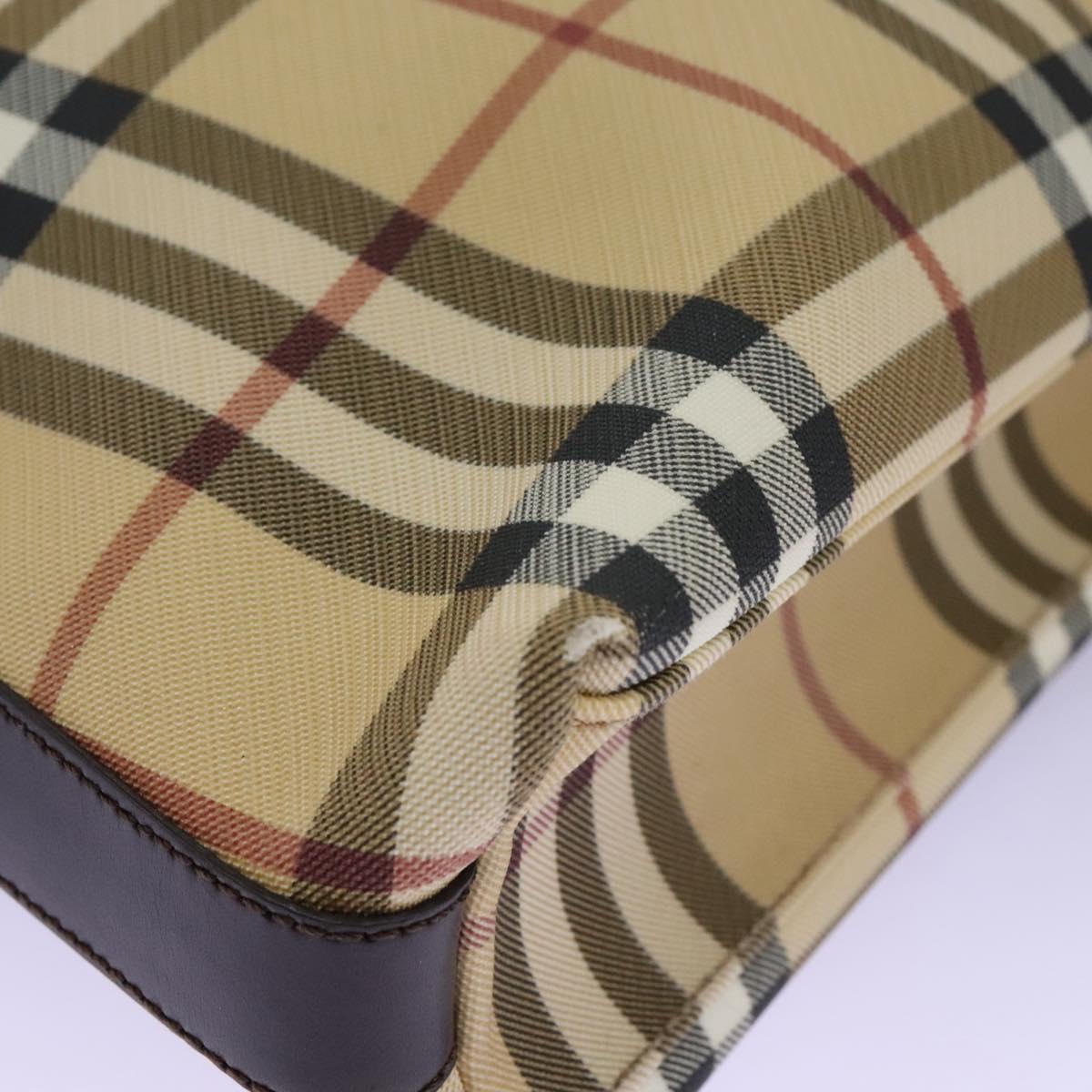Burberry Nova Check Beige Canvas Shoulder Bag (Pre-Owned)