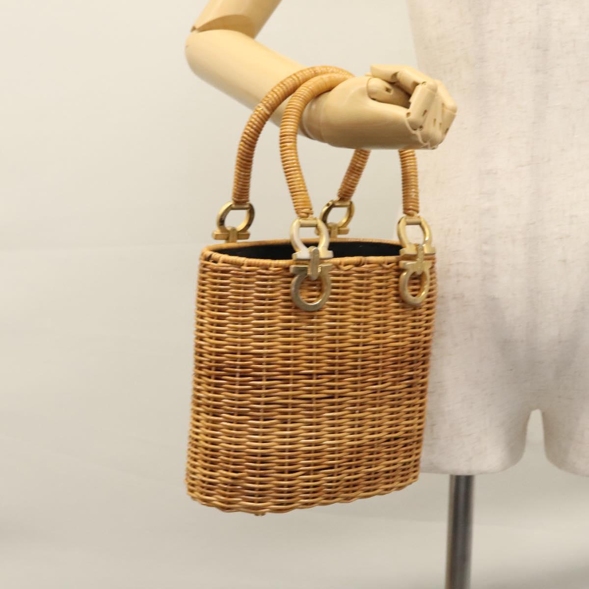 Salvatore Ferragamo Gancini Brown Wicker Handbag (Pre-Owned)