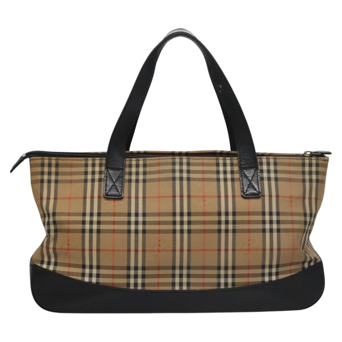 Burberry Nova Check Beige Canvas Handbag (Pre-Owned)