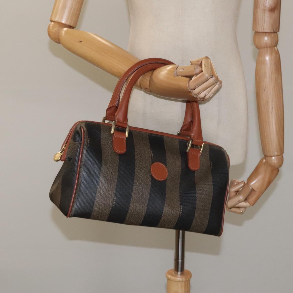 Fendi Pequin Brown Canvas Handbag (Pre-Owned)