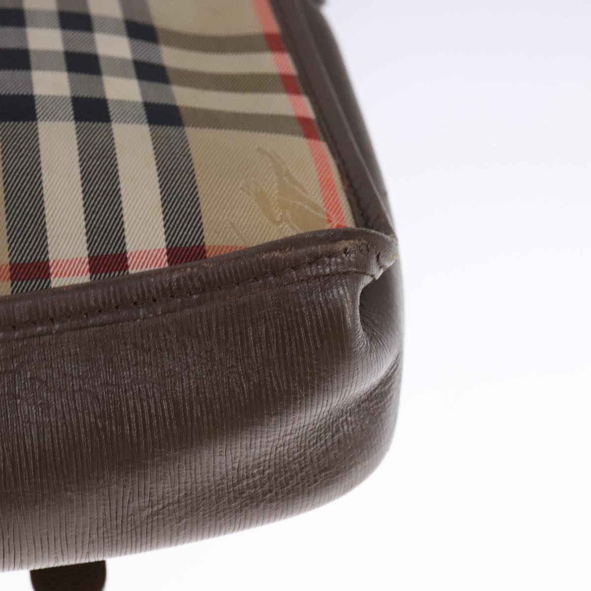 Burberry Haymarket Beige Canvas Shoulder Bag (Pre-Owned)