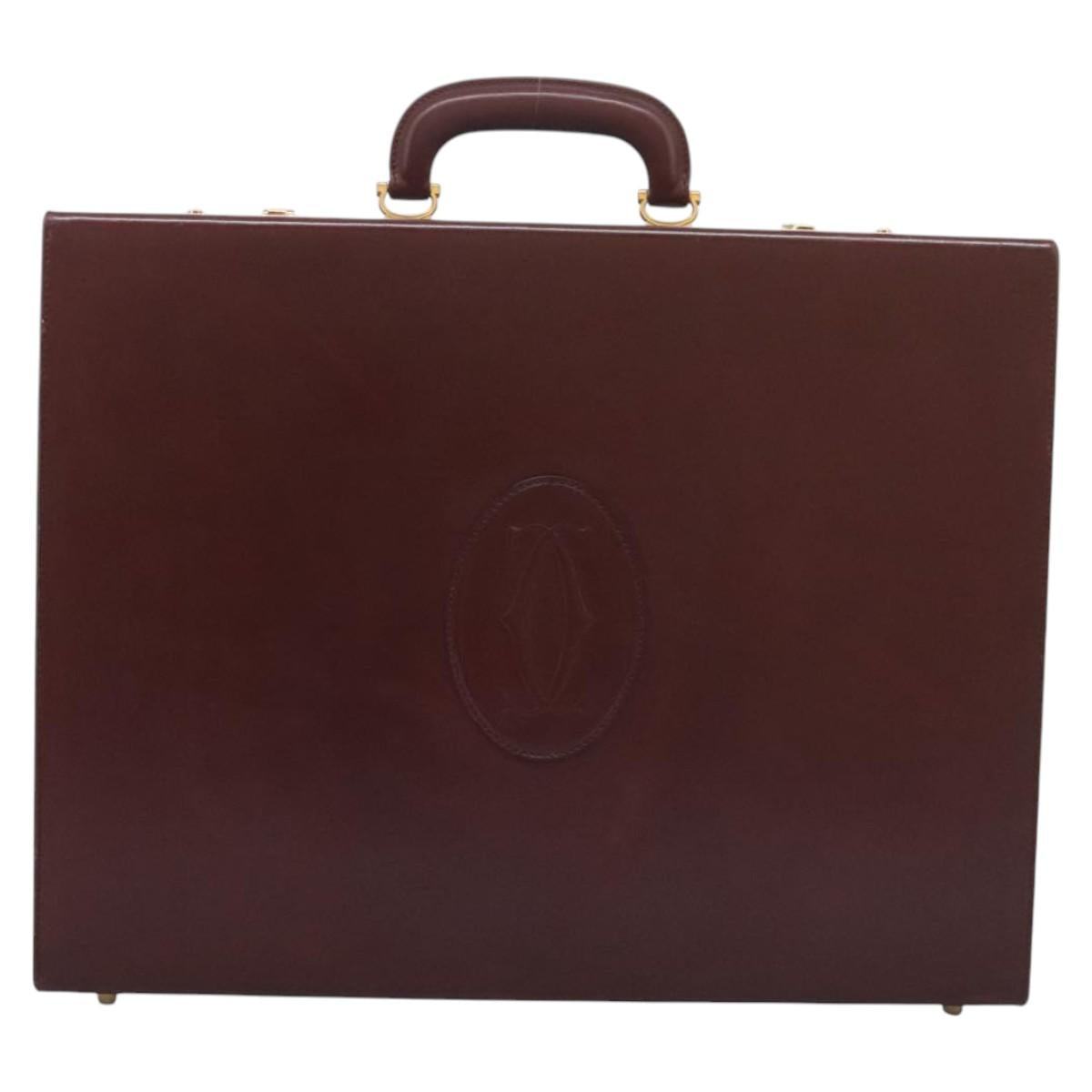 Cartier Must De Cartier Burgundy Leather Travel Bag (Pre-Owned)