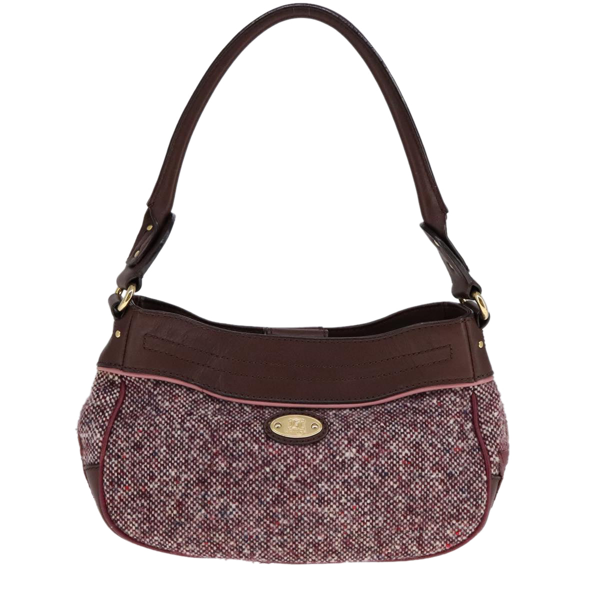 Céline Burgundy Tweed Shoulder Bag (Pre-Owned)