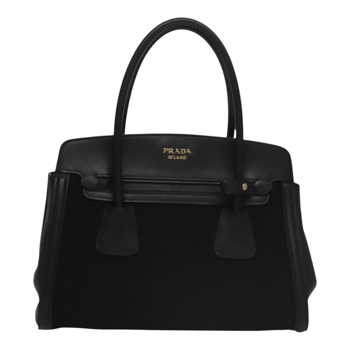 Prada Canapa Black Leather Handbag (Pre-Owned)