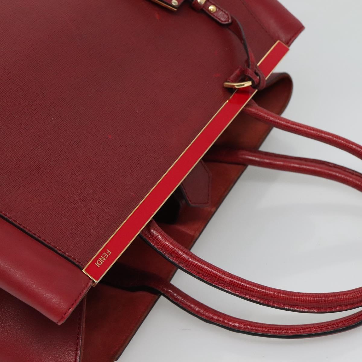 Fendi 2Jours Red Leather Tote Bag (Pre-Owned)