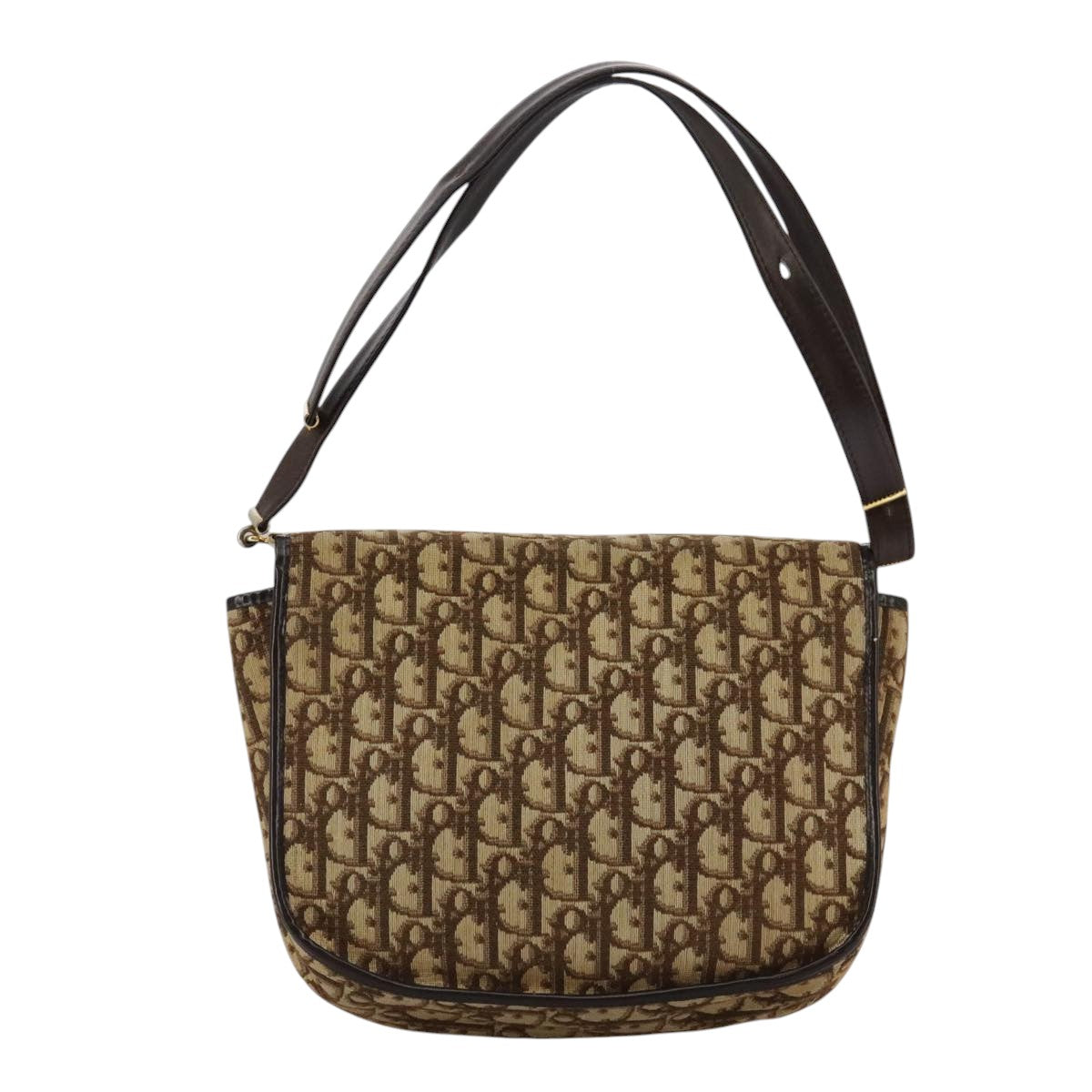 Dior Trotter Brown Canvas Shoulder Bag (Pre-Owned)