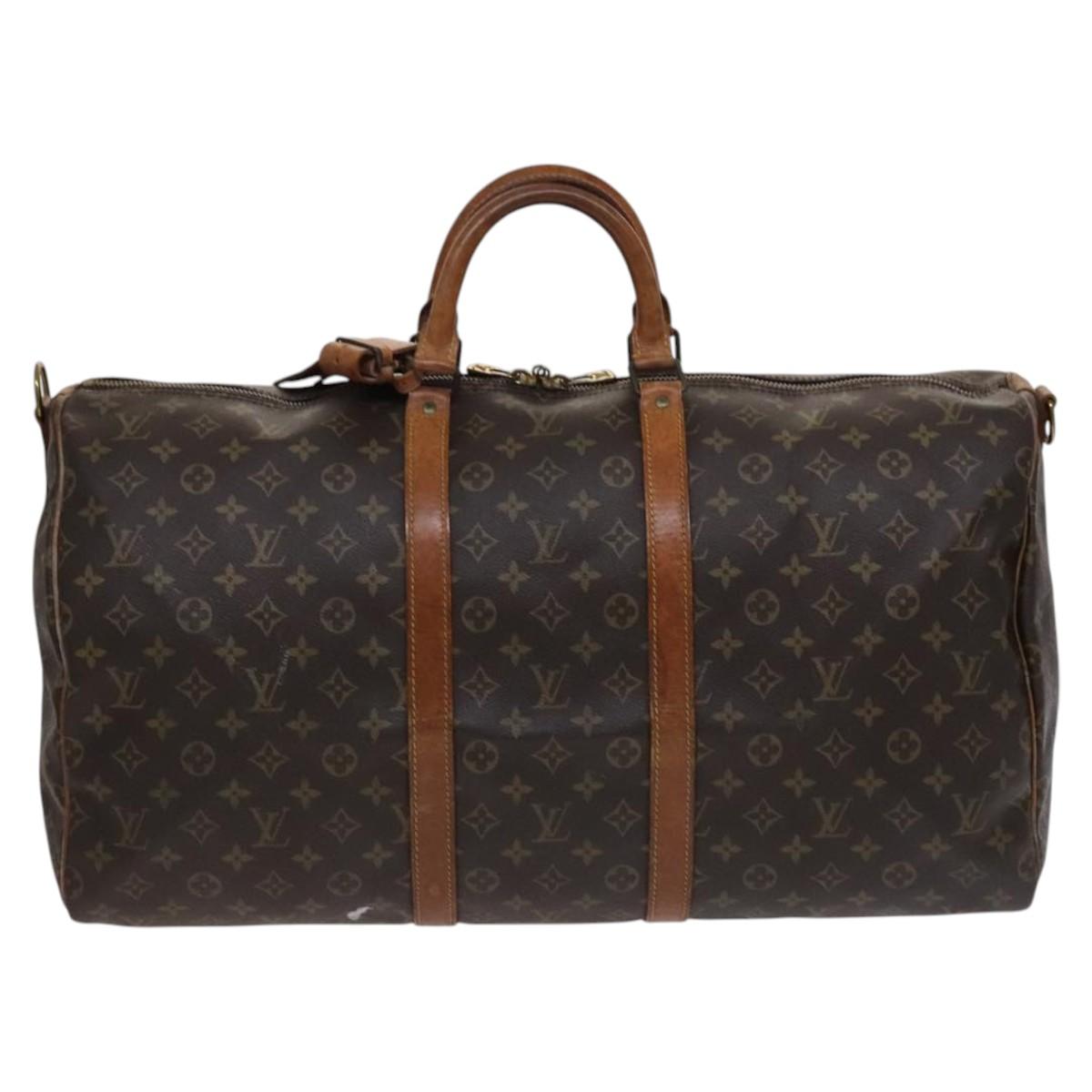 Louis Vuitton Keepall Bandouliere 55 Brown Canvas Travel Bag (Pre-Owned)