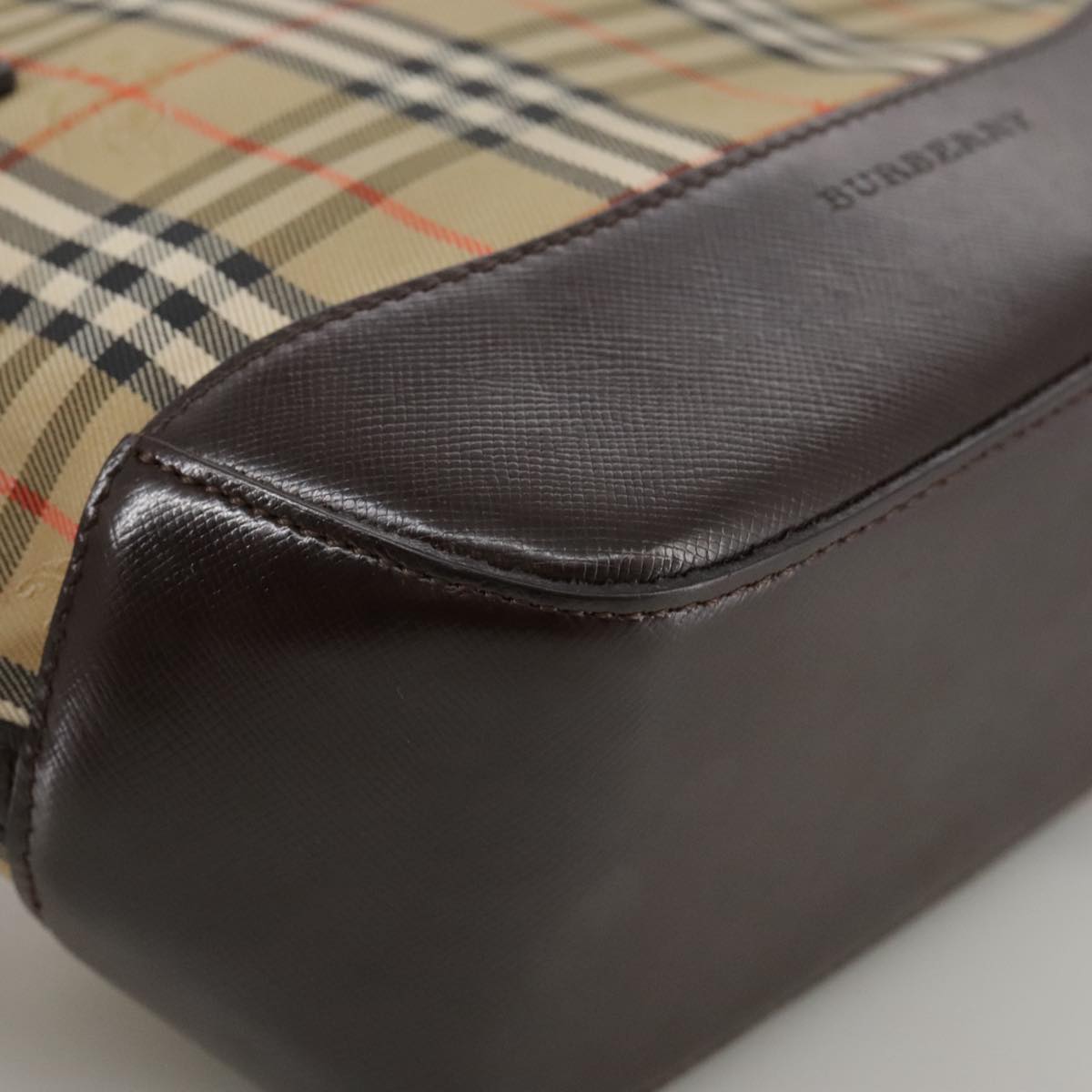 Burberry Nova Check Beige Canvas Handbag (Pre-Owned)