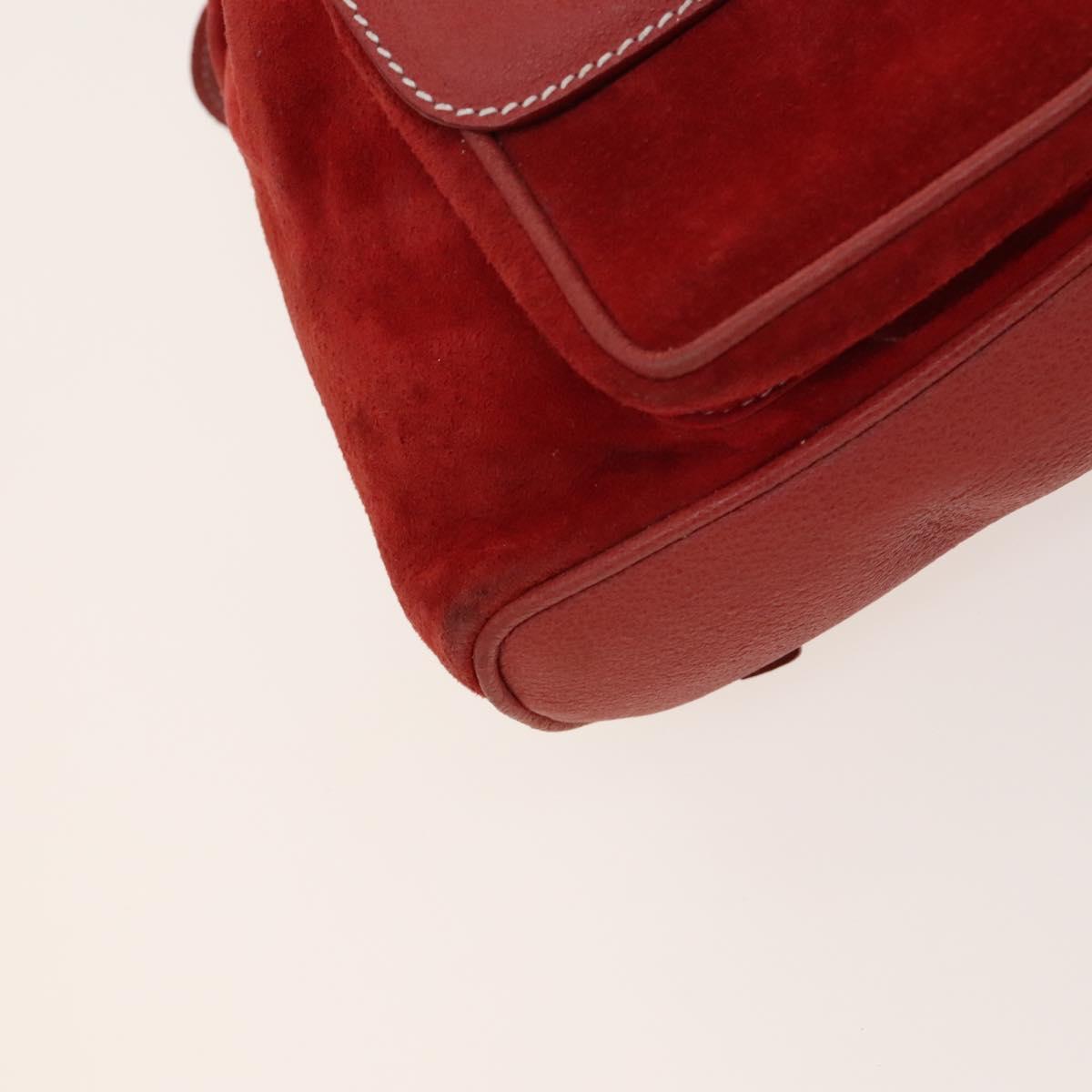 Gucci Bamboo Red Suede Backpack Bag (Pre-Owned)