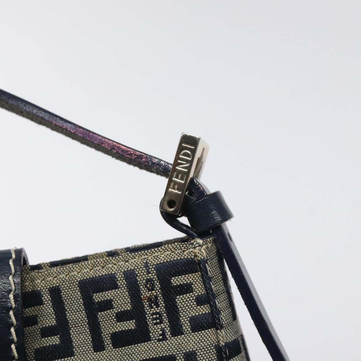 Fendi Zucchino Navy Canvas Shoulder Bag (Pre-Owned)