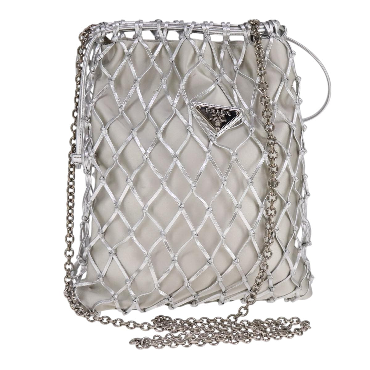 Prada Silver Synthetic Shoulder Bag (Pre-Owned)