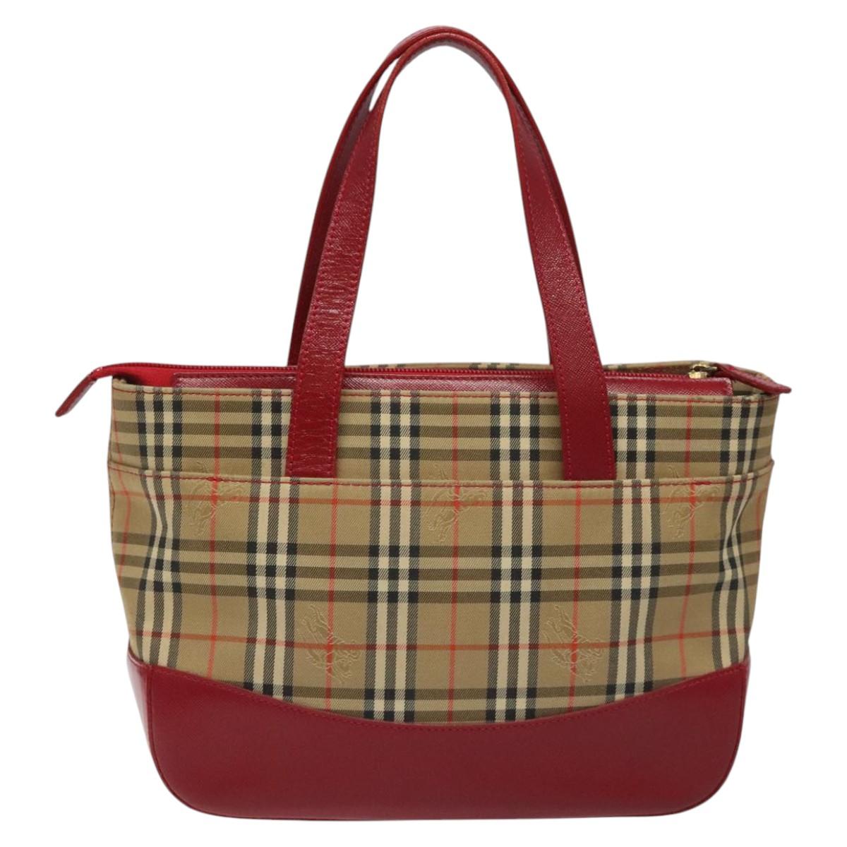 Burberry Nova Check Beige Canvas Handbag (Pre-Owned)