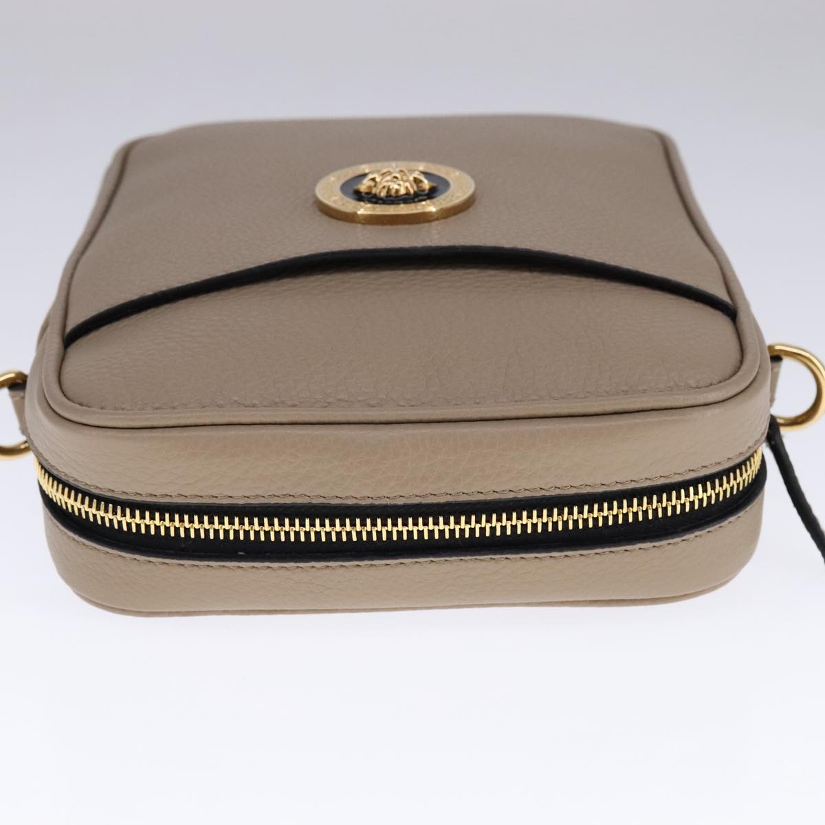 Versace Medusa Beige Leather Shoulder Bag (Pre-Owned)