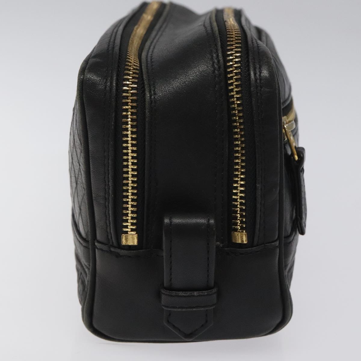 Versace Gianni Black Leather Clutch Bag (Pre-Owned)