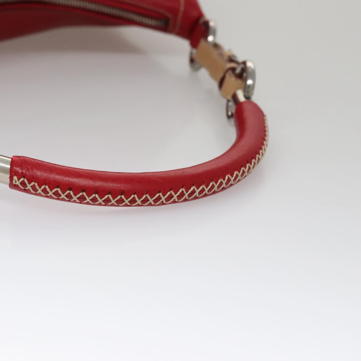 Prada Triangle Logo Red Leather Shoulder Bag (Pre-Owned)