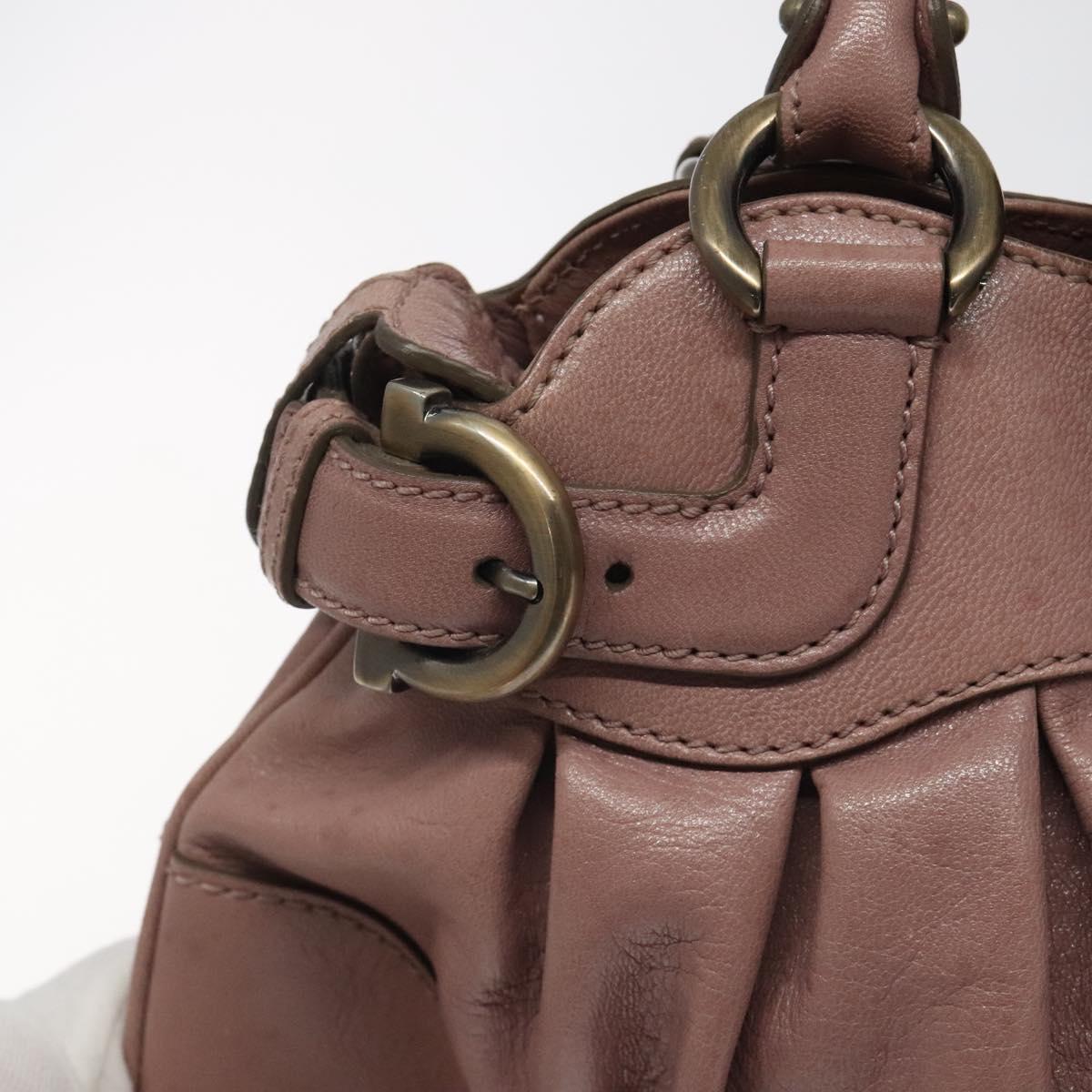 Salvatore Ferragamo Gancini Pink Leather Handbag (Pre-Owned)