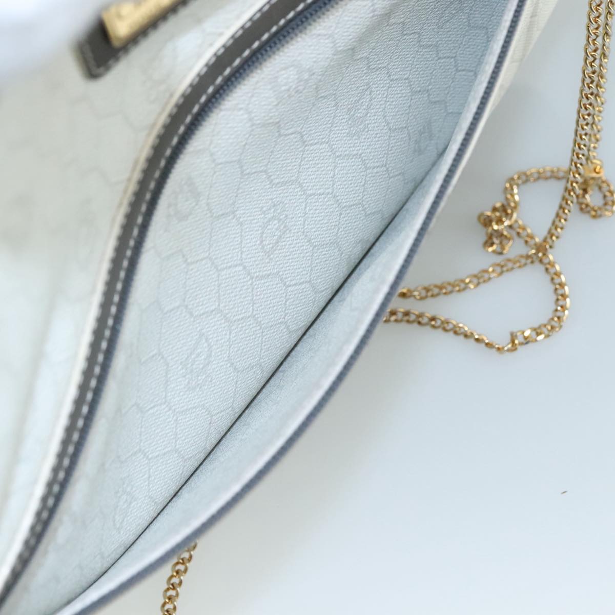 Dior Honeycomb White Canvas Shoulder Bag (Pre-Owned)