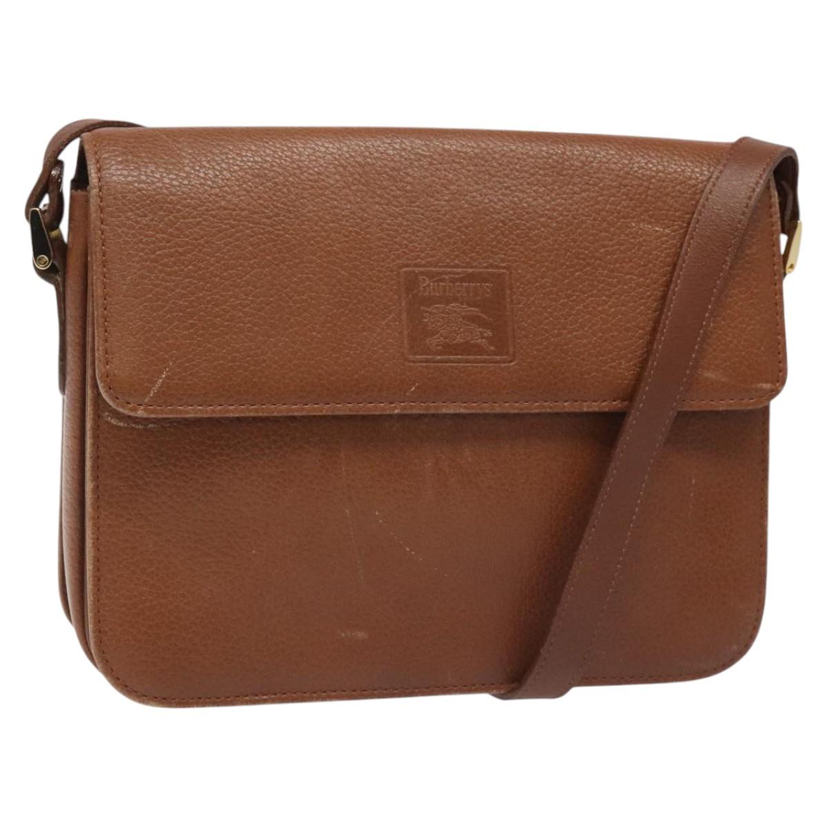 Burberry Nova Check Brown Leather Shoulder Bag (Pre-Owned)