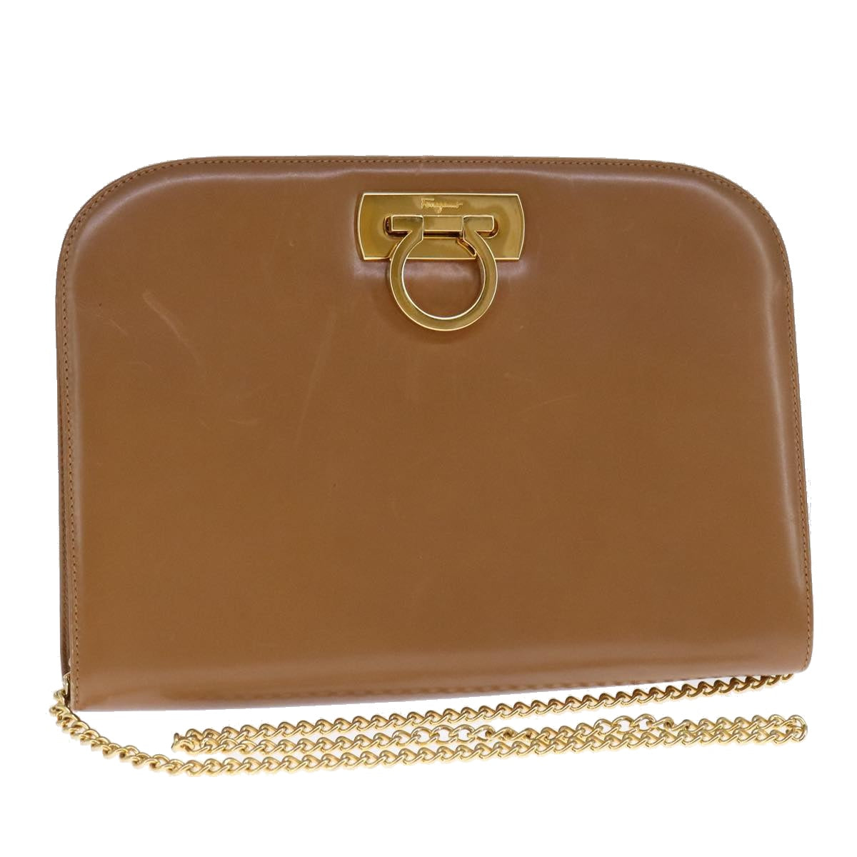 Salvatore Ferragamo Gancini Brown Leather Shoulder Bag (Pre-Owned)