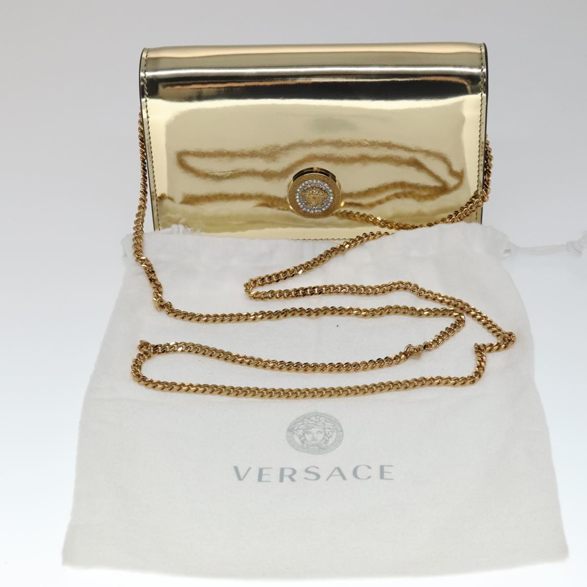 Versace Medusa Gold Patent Leather Shoulder Bag (Pre-Owned)