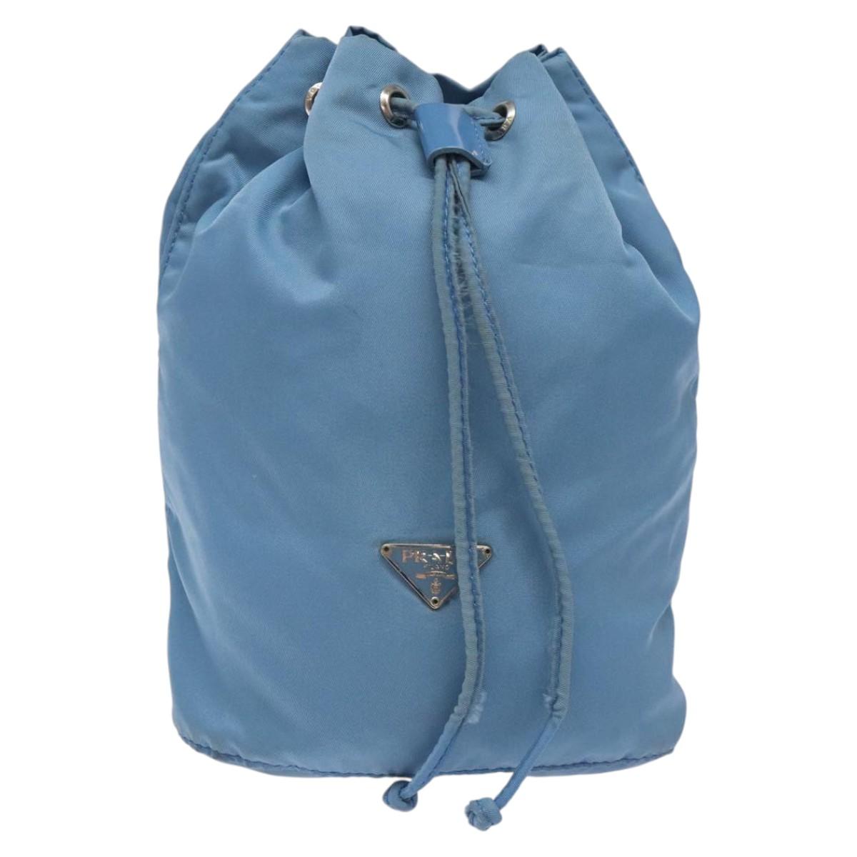 Prada Re-Nylon Blue Canvas Clutch Bag (Pre-Owned)