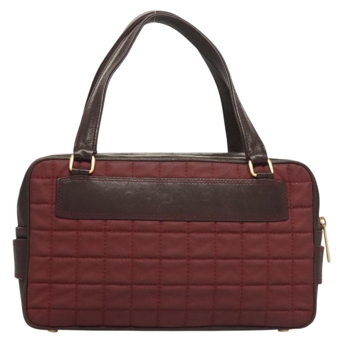 Chanel Chocolate Bar Burgundy Canvas Handbag (Pre-Owned)