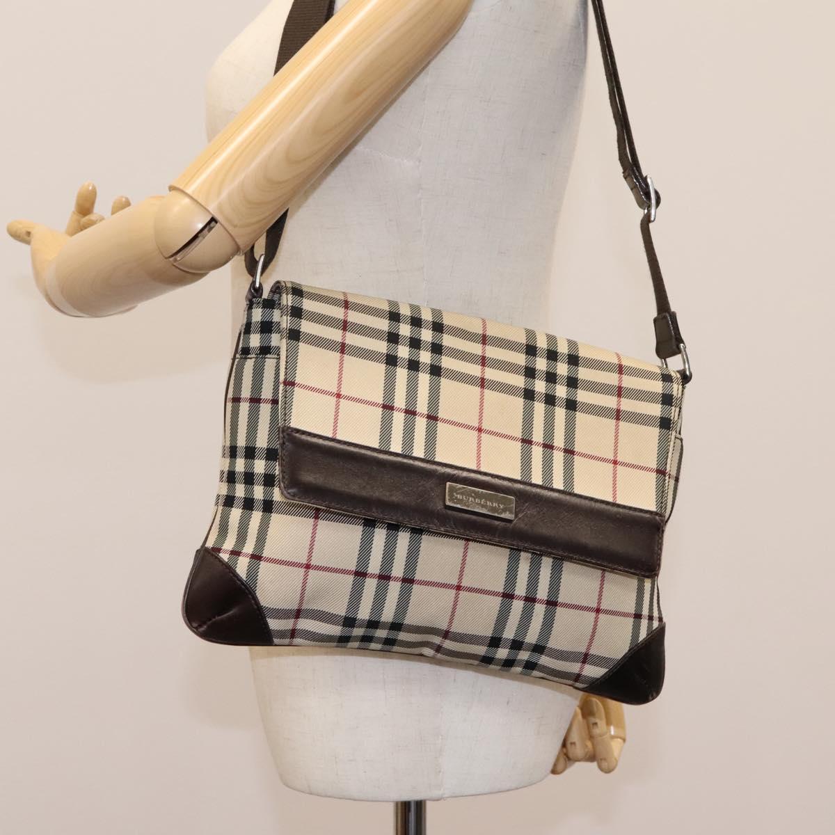 Burberry Nova Check Beige Canvas Shoulder Bag (Pre-Owned)
