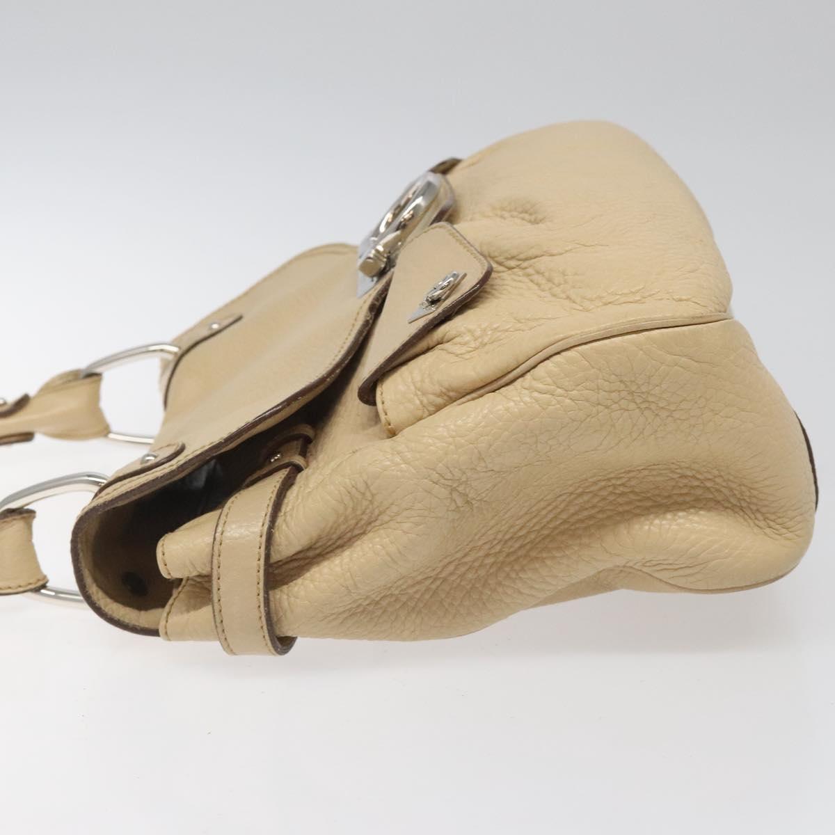 Salvatore Ferragamo Gancini Beige Leather Shoulder Bag (Pre-Owned)
