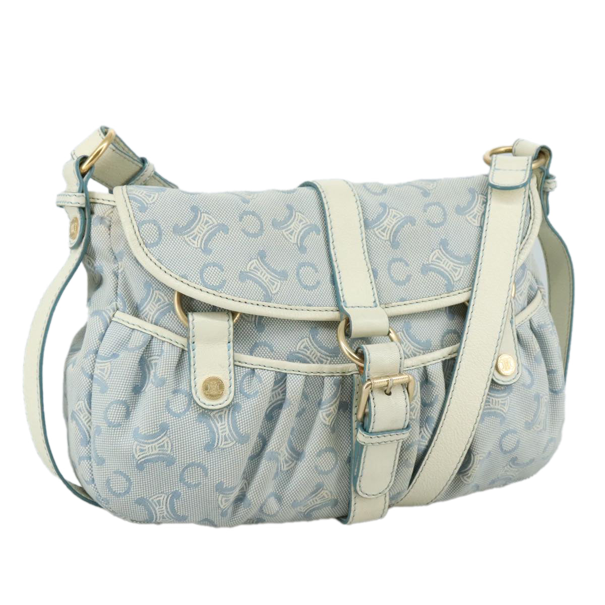 Céline Macadam Blue Canvas Shoulder Bag (Pre-Owned)