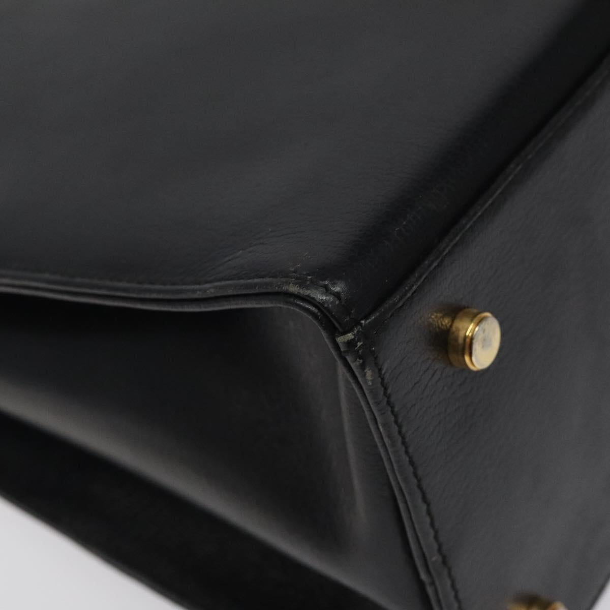 Salvatore Ferragamo Gancini Black Leather Shoulder Bag (Pre-Owned)