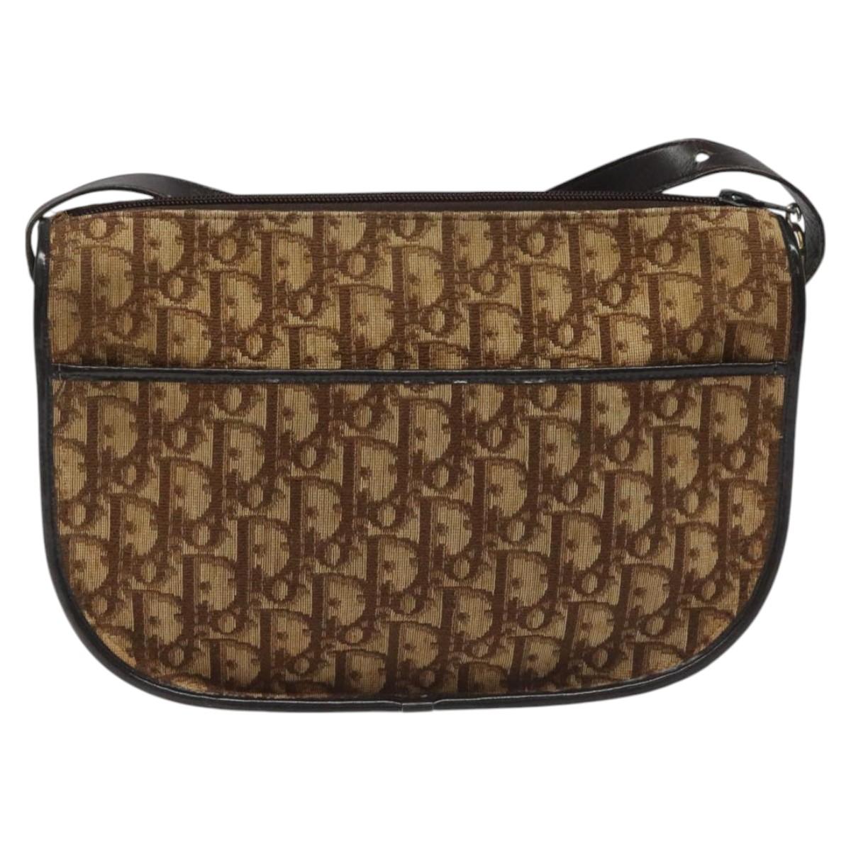 Dior Trotter Brown Canvas Shoulder Bag (Pre-Owned)