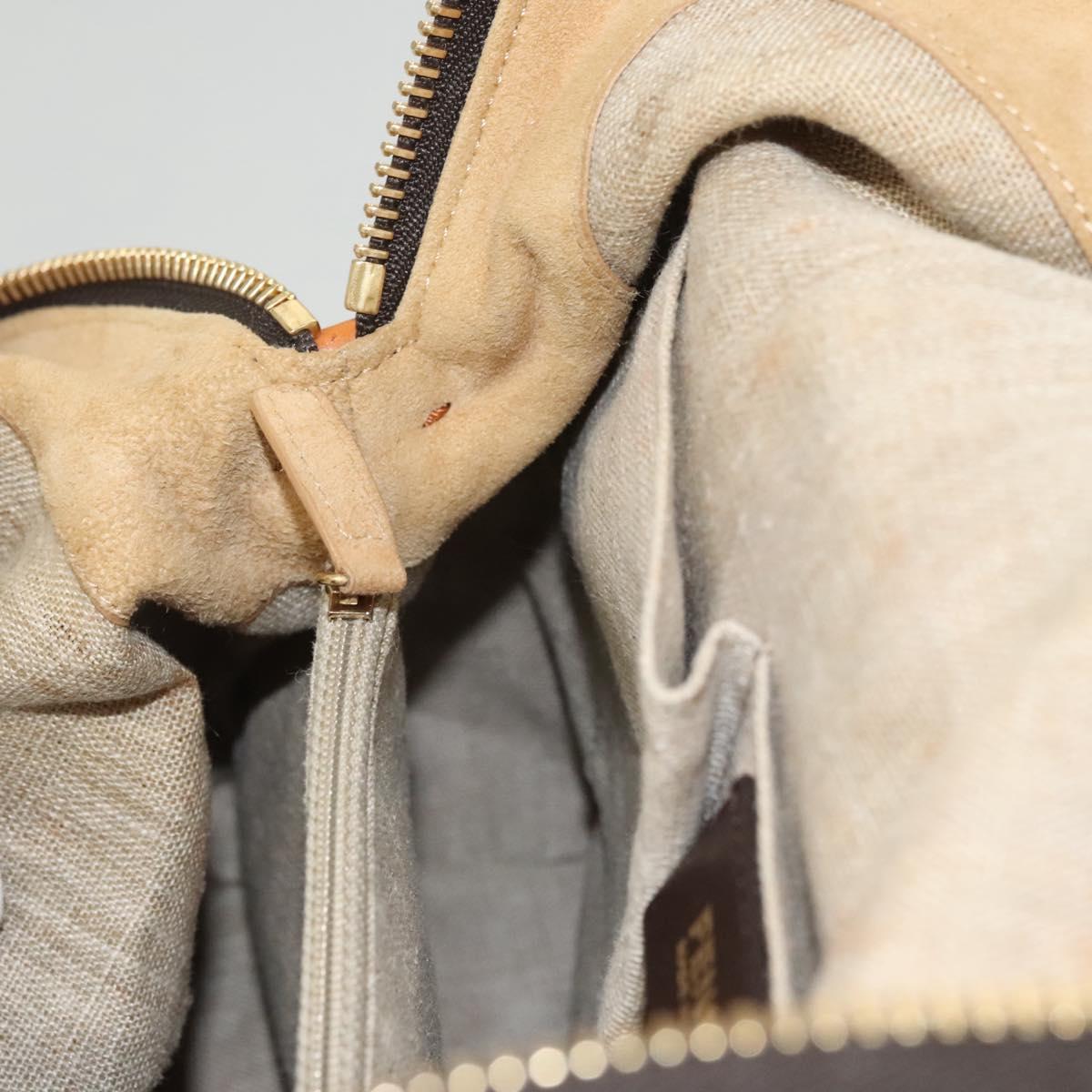 Fendi Pequin Brown Canvas Handbag (Pre-Owned)