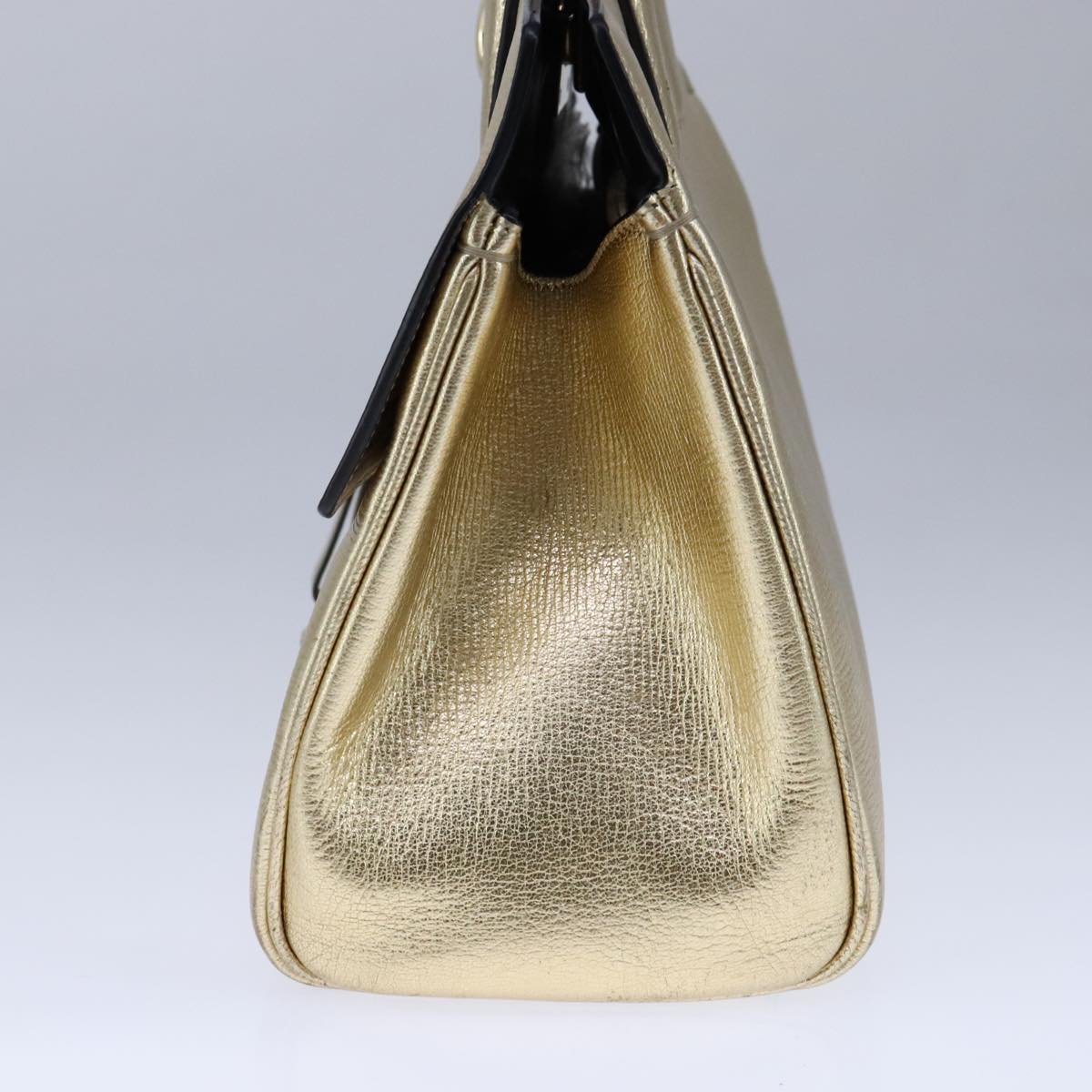 Salvatore Ferragamo Gancini Gold Leather Handbag (Pre-Owned)