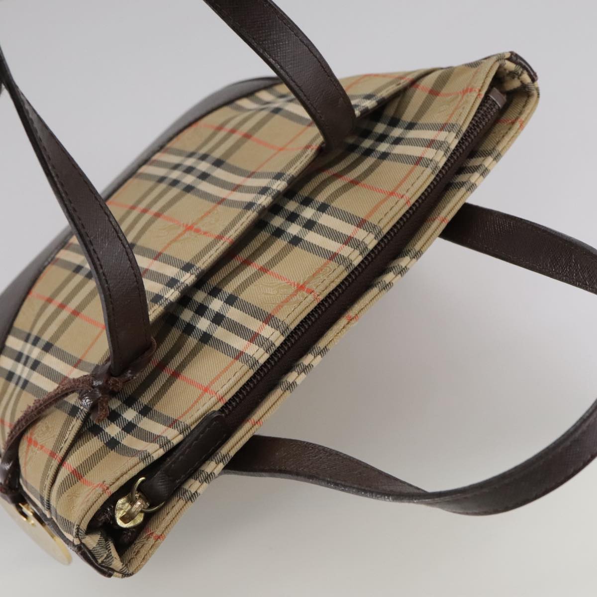 Burberry Nova Check Beige Canvas Handbag (Pre-Owned)