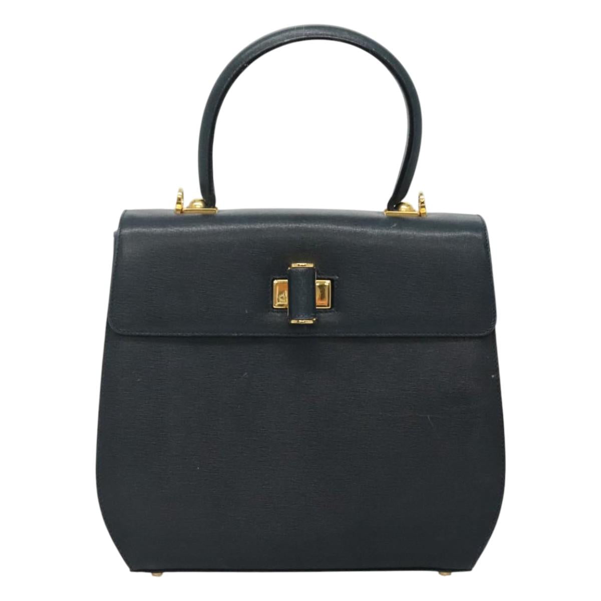 Salvatore Ferragamo Gancini Navy Leather Handbag (Pre-Owned)