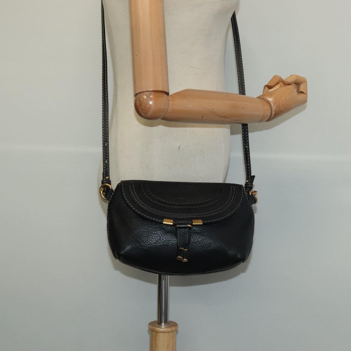Chloé Marcie Black Leather Shoulder Bag (Pre-Owned)