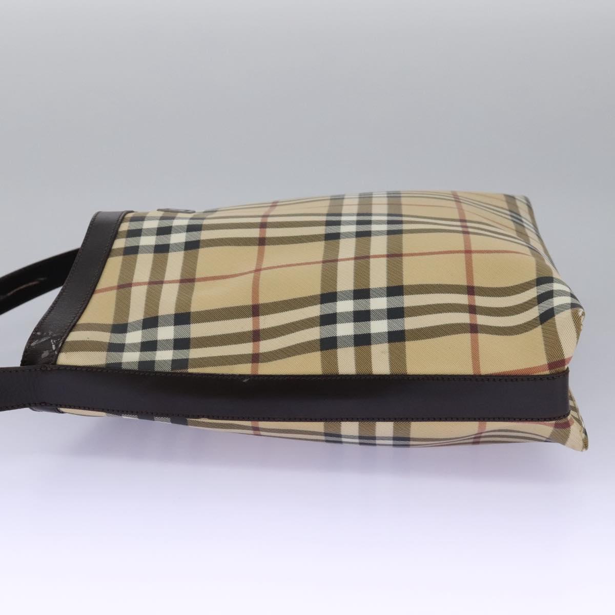 Burberry Nova Check Beige Canvas Shoulder Bag (Pre-Owned)