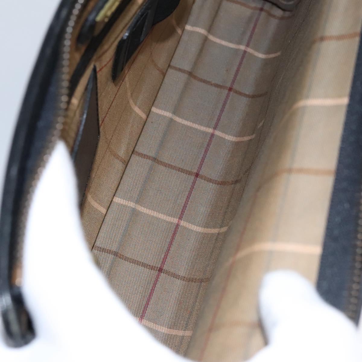 Burberry Check Link Black Leather Clutch Bag (Pre-Owned)
