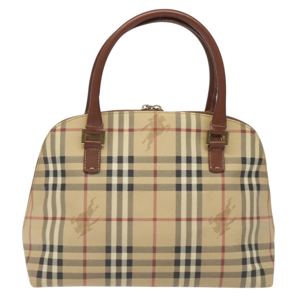 Burberry Nova Check Beige Canvas Handbag (Pre-Owned)